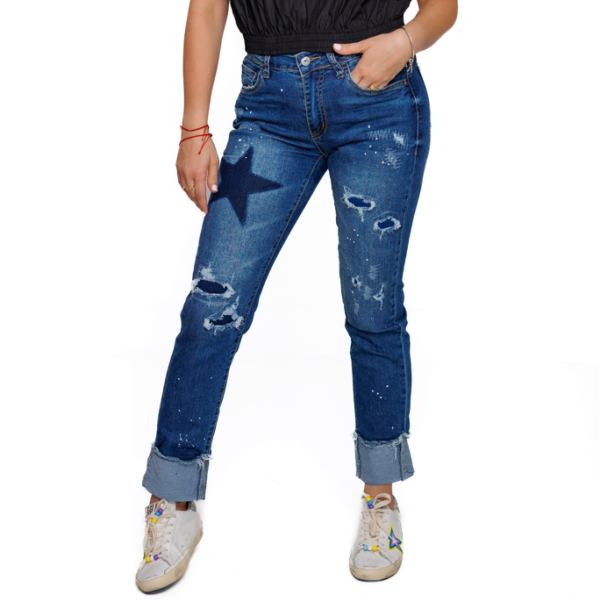 High waist stretch jean with stars_malaquitasfashionstore_Shop_ women's clothing store