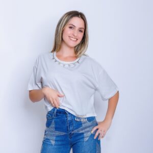 Elegant white topwith rhinrestone and pearls_malaquitasfashionstore_Shop_ women's clothing store